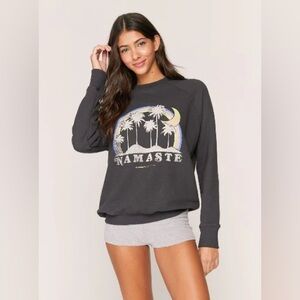 Spiritual Gangster black/grey Namaste 🙏🏻palm tree rainbow moon graphic Crewneck